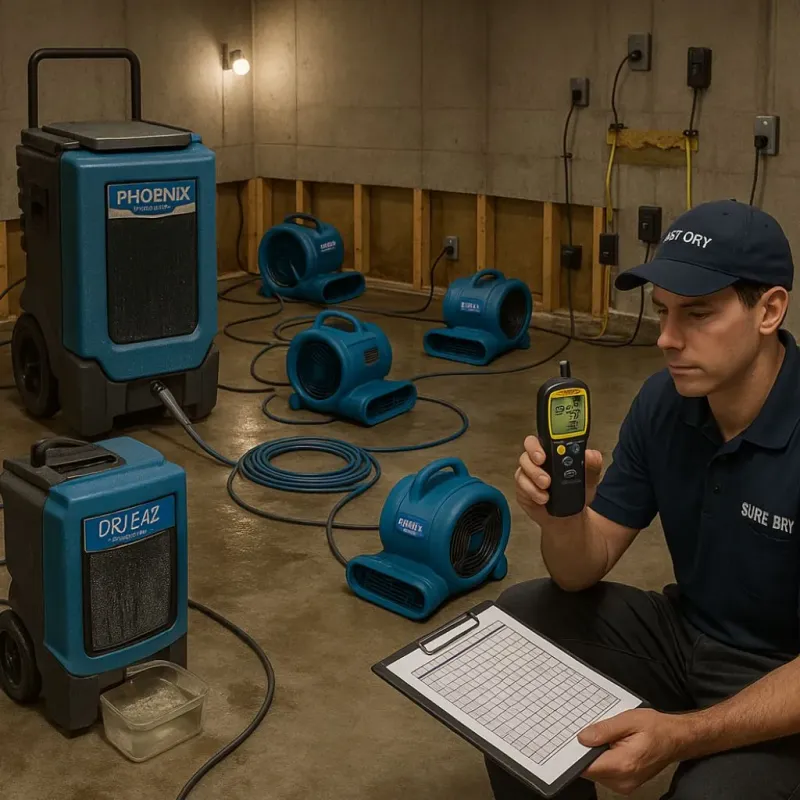 Structural Drying and Dehumidification process in Robeson County, NC